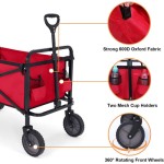 Kereta Trolley Lipat dan Kompak untuk Kegunaan Outdoor, Taman, Belanja, dan Perkemahan, Warna Burgundy, Tahan Beban Berat, Desain Kompak